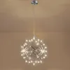 Lâmpadas pendentes de fogos de artifício modernos Bola de faísca Luzes LEDs de aço inoxidável luminárias penduradas para sala de estar El Hall Home DeCorpeding