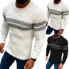 Men's Sweaters Cofekate Stripe Color Patchwork Pullover Jumper Men Casual Bottoming Sweater For Winter Warm Slim Fit Male Knitted SweaterMen