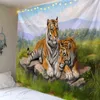 Natur Landschaft Wandteppich Wald Tier Tiger Löwe Foto Hippie Tapiz Wandteppich Boho Dekor Home Raumdekoration Decke J220804