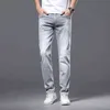 Męski projektant dżinsów High-end Hafted Summer Thin Style Prosty moda Slim Fit Elastic Proste spodnie WXGO