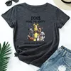 Femmes D'été À Manches Courtes T-shirt Coton 100% Chiens Lettre Imprimer Mode Graphique Femme Casual Streetwear Dames T-shirt Régulier Tops 220321