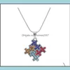 Autismmedvetenhet Jigsaw Halsband Mticolor Crystal Puzzle Piece Pendant Jewelry Drop Delivery 2021 Halsband Pendants FRM9R