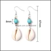 Andere Ohrringe Schmuck Shell Cowrie Natursteinperlen Tropfenohrring Mode Seashell Statement Eardrop Danglers Frauen Sommer Dhxjb