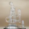 9 In Clear Recycler Glass Bong Hookah Water Pipes Tobacco Smoking Bongs Water Bottles Dab Rig Bubbler 14mm Bowl
