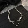 New style Street inverted triangle letter necklace men and women cold wind hip hop silver clavicle chain net red explosion necklace chokers jewelry