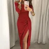 Printemps Été Femmes Vêtements Élégant Robe Longue Sexy Club Robe Soirée Femmes Robes Encolure Taille Haute Robe 220423