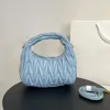 Geplooide Crescent Tas Vrouwen Handtas Portemonnee Schouder Cross Body Tassen Zachte Schapenvacht Lederen Handtassen Mode Letters Verwijderbare Riem Interieur Rits Zak