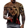 Camiseta de verano para hombres Fierce Animal Wolf Estampado Fashion Street Tendencia personalidad cómoda Harajuku Casual Loose de gran tamaño L220613