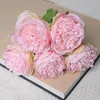 Dekorativa Blommor Kransar 5-Heads 11cm Diameter Rose Rosa Peony Konstgjord Bukett Fake Blomma För Hem Brud Bröllop Dekoration Äktenskap