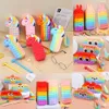 Decompression Toy Pencil Case Fidget toys Pop Pencil Box Bubble Silicon Popper Stationery Storage Bag