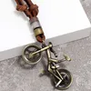 Metal Bike pendant Necklace Retro Bronze bicycle Necklace Leather Chain women men hip hop fashion jewelry