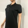 Womens Designer Crocodile Polo Dress Embroidery Decoration Casual Summer Lapel Neck a Line P1v557