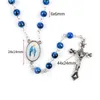 Hänge halsband stilar mode katolsk jungfru mary Jesus liten storlek runda pärl smycken tillbehör kedja korsrosenpärlor halsband
