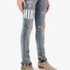2023 Amirrs Designer Jean Jeans sy Version Style Leather Stitching Embroidery Letter Cutting Washing Water Hole Breaking Fashio 0EM0