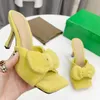 Fashion- Women Lido Designer Sandals Square Mules Suede Bowknot Sandal Ladies Wedding High Heels Dress Shoes Storlek 35-42