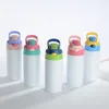 Sublimation Blanks Kids Tumbler 12 OZ White Water Bottle with Straw and Portable Lids Baby Bottle Sippy Cups