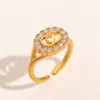 Fashion Jewelry Designer Rings Women Love Charms Wedding Supplies Crystal 18K Gold Plated Copper Finger Adjustable Ring Luxury Accessories 20180217K