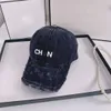 22ss 남자 숙녀 디자이너 casquette 스포츠 모자 데님 찢어진 알파벳 야구 모자