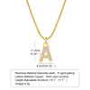 Roestvrij staal Zirconia beginletter ketting voor vrouwen, A -Z alfabet hanger Snake Chain kraag 18 K goud gelaagde sieraden