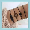 Bracelets de charme joias de joias novas contas de pedra MTILayer Bracelet Set para mulheres geom￩tricas ￁rvore da vida Shell Bohemia Fashion Wholesale Drop D