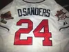 GlaA3740 24 DEION SANDERS DUAL PATCH 1995 Wrold Series Jersey Custom high quality Men Women Youth Baseball Jersey Black Red White Grey