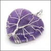 Charms Biżuteria Odkrycia elementy Naturalne drzewo życia Drut Wire Wire serce Rose Kwarc Healing Reiki Crystal Penda Dhgyn