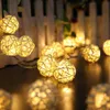 Strängar 10m LED-stränglampor Rattanboll Garlands Holiday Wedding Party Decoration Christmasy Light för inomhus batteridriven