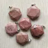 Pendentif Colliers De Mode Naturel Rhodochrosite Pierre À Facettes Hexagone Pendentifs Pour Collier À Faire Soi-Même Fabrication De Bijoux En Gros 6 pcs/lot