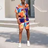 Tute da uomo Estate Casual Abiti da uomo Completo da spiaggia con stampa floreale Hawaii 2022 Moda uomo Camicie e pantaloncini a maniche corte Set due pezzi