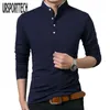 Marque hommes Polo hommes à manches longues solide Polos Camisa Polos Masculina décontracté coton grande taille M4XL hauts 220726