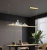Moderne Pendelleuchten Schlafzimmer Wohnzimmer Linie Kronleuchter Oval/gerade hängende Aluminiummalerei Acrylschirm Innenbeleuchtung