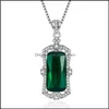 Pendant Necklaces Green Stone Emerald Diamond Necklace Charm Party Wedding Pendants For Women Luxury Jewelry Sier Drop Delivery 2021 M Dhxhb