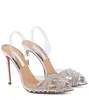 Estate di marca di lusso Gatsby Sandali scarpe per le donne Slingback Décolleté Turbinii di cristallo Puntali in PVC Punta a punta Lady Tacchi alti EU35-42