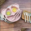 Cups Dishes Utensils Cartoon Baby Kid Tableware Set Wheat St Dinnerwar Dheyq