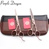 5.5" 16cm JP 440C Purple Dragon Rose Gold Professional Hairdressing Scissors Thinning Shears Normal Hair Z9030 220317