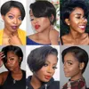 Pixie curta Cut Wig renda frontal Human Human Wigs 200 Densidade Bob Wigs reta para mulheres negras/brancas Diário