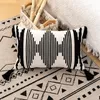 Coussin/oreiller décoratif noir blanc housse de coussin 45x45/30x50cm tufté coton tissé géométrique fait à la main pour la décoration de la maison canapé litCoussin