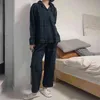 Pyjama Ställer in kvinnor långa ärmar och byxor höst nattkläder pläd löst dagliga hem lounge slitage koreansk chic mode söt nattkläder l220803