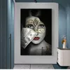 Modern Sexy Women Burning Dollars Canvas Art Oil Painting Wall Art Posters Prints Wall Pictures for Home Decoration Cuadros