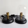 Loft vintage endüstriyel siyah ahşap masa lambası retro edison ampul ahşap taban led masa ışıkları ile anahtar veya cam abajur