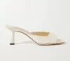 22s Kobiety Sandały Sandały Sapper Szpilki Buty Zania 65mm Skórzane Mules Lady Party Wedding Dress Pump Sandal Low-Cut Squared Palce z pudełkiem