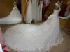 Vestidos de casamento frisados cristais vestido de noiva lantejoulas rendas applique capela trem plus size feito sob encomenda querida decote vestido de novia