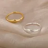 حلقات الكتلة الفولاذ المقاوم للصدأ غير منتظمة للنساء لون الدقة الهندسية الدائرية الكلاسيكية قابلة للتكديس شريط الزفاف المجوهرات الهدية