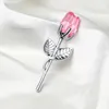 Decorative Flowers & Wreaths Valentine's Day Gift Mini Crystal Rose Artificial Flower With Metal Rod Branch Wedding Supplies Party Favor