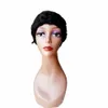 Short Human Hair Wig With Bangs Full none lace front Pixie Cut Machine made Wigs For Black Women Finger Wavy Wigs3640795