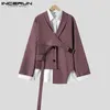 Moda Uomo Casual Blazer Risvolto Manica lunga Streetwear Bottone Abiti irregolari Uomo Tinta unita Sottile Jakcets S-5XL INCERUN 220812