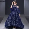 Luxueux Flower Girl Dress Long Train Avec Bow Bead 3D Fleurs Appqulies Robe De Bal Princesse Sainte Première Communion paillettes robes de reconstitution historique pour tout-petits