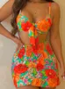 Letnie kwiaty garnitury z spódnicami zestaw Zestaw Top Top Mini spódnice Dwudkalny druk wakacyjny moda seksowne stroje Y2K BodyCon spódnica 220527