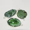 Pendanthalsband Green Stone Druzy Connector för kvinnor 2022 Smycken som gör oregelbunden guldplätering Bezel Geode Charms Slice Hole Big Polishp