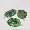 Collares con colgantes, conector Druzy de piedra verde para mujer, fabricación de joyas 2022, chapado en oro Irregular, bisel, abalorios de geoda, agujero de rebanada, pulido grande